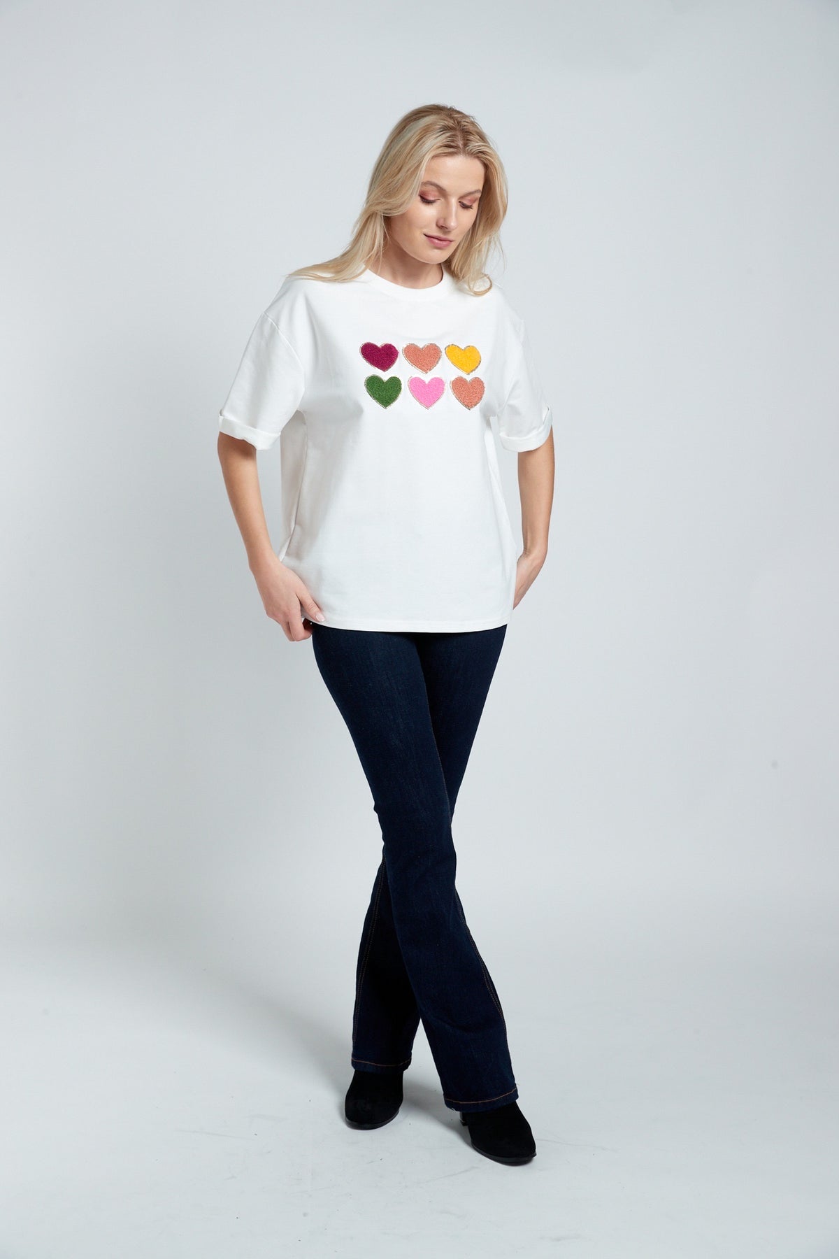 T-shirt cœur multicolores